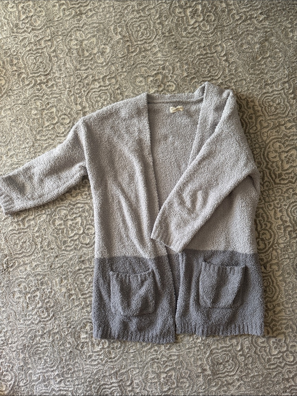 Thread & Supply Two-Tone Gray Open-Front Cardigan